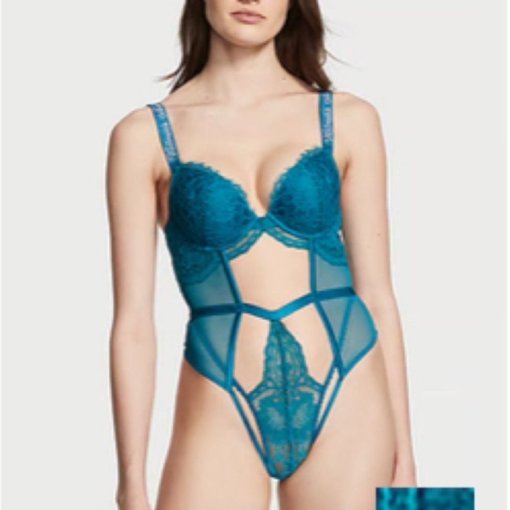 Victoria's Secret sexy one piece Rhein stone strap with Lace Trim body s…